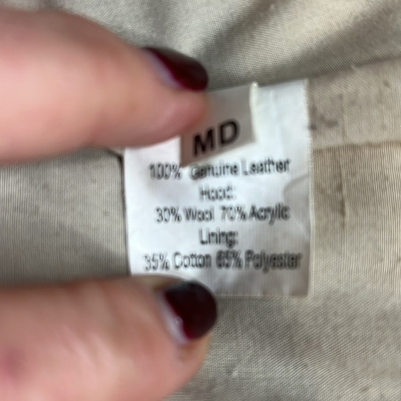 Jakett New York Sz M Tan Leather Vest Jacket with Detachable Knit Sweater Hood - Picture 7 of 9